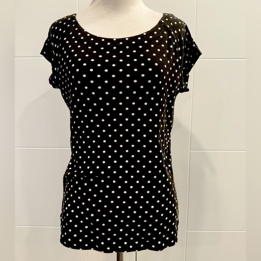 Black Polka Dot Top, Ralph Lauren size Large